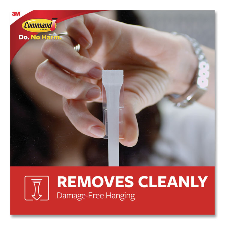 General Purpose Wire Hooks, Large, Metal, White, 5 lb Capacity, 3 Hooks and 8 Strips/Pack