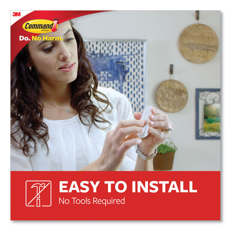 General Purpose Wire Hooks, Large, Metal, White, 5 lb Capacity, 3 Hooks and 8 Strips/Pack