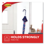 General Purpose Wire Hooks, Large, Metal, White, 5 lb Capacity, 3 Hooks and 8 Strips/Pack