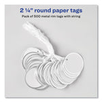 Heavyweight Stock Metal Rim Tags, 2.25" dia, White, 500/Box