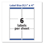 Shipping Labels W/ Trueblock Technology, Inkjet Printers, 3.33 X 4, White, 6/sheet, 25 Sheets/pack
