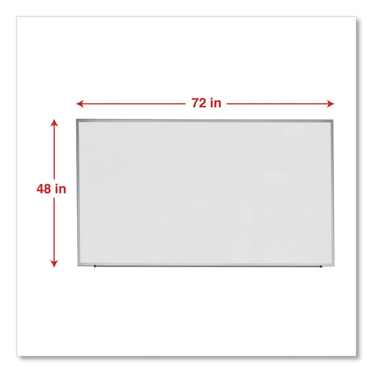 Deluxe Melamine Dry Erase Board, 72" x 48", White Surface, Anodized Aluminum Frame