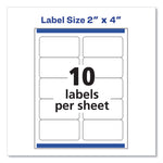 Shipping Labels W/ Trueblock Technology, Laser Printers, 2 X 4, White, 10/sheet, 100 Sheets/box