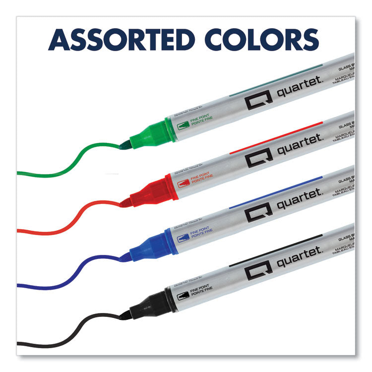 Premium Glass Board Dry Erase Marker, Fine Bullet Tip, Assorted Colors, 4/pack
