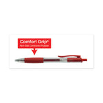 Comfort Grip Gel Pen, Retractable, Medium 0.7 mm, Red Ink, Clear/Red Barrel, Dozen