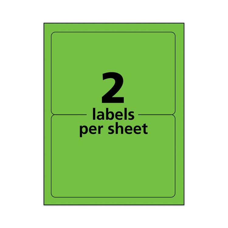High-Visibility Permanent Laser ID Labels, 5.5 x 8.5, Neon Green, 200/Box