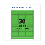 High-Visibility Permanent Laser ID Labels, 1 x 2.63, Neon Green, 750/Pack