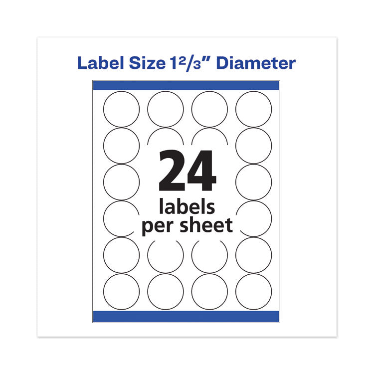 Permanent Laser Print-to-the-Edge ID Labels w/SureFeed, 1.66" dia, White, 600/PK