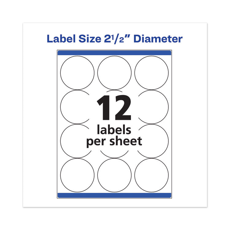 Permanent Laser Print-To-The-Edge Id Labels W/surefeed, 2 1/2"dia, White, 300/pk