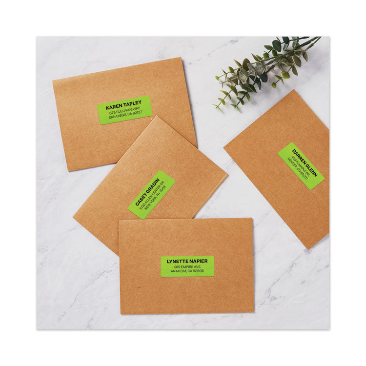 High-Visibility Permanent Laser ID Labels, 1 x 2.63, Neon Green, 750/Pack