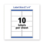 Waterproof Shipping Labels With Trueblock And Sure Feed, Laser Printers, 2 X 4, White, 10/sheet, 50 Sheets/pack