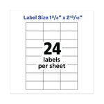 Copier Mailing Labels, Copiers, 1.38 X 2.81, White, 24/sheet, 100 Sheets/box