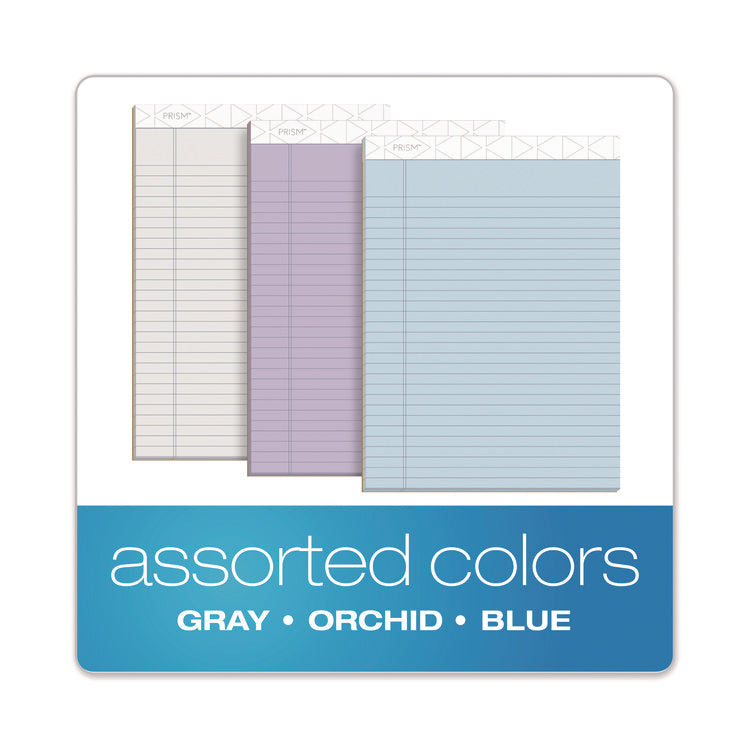 Prism + Colored Writing Pads, Wide/legal Rule, 50 Assorted Pastel-Color 8.5 X 11.75 Sheets, 6/pack
