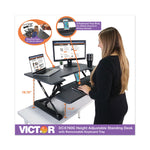 High Rise Height Adjustable Standing Desk With Keyboard Tray, 36" X 31.25" X 5.25" To 20", Gray/black