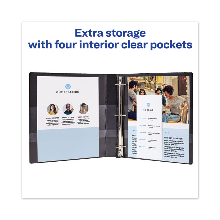 Heavy-Duty View Binder With Durahinge And One Touch Slant Rings, 3 Rings, 0.5" Capacity, 11 X 8.5, Black