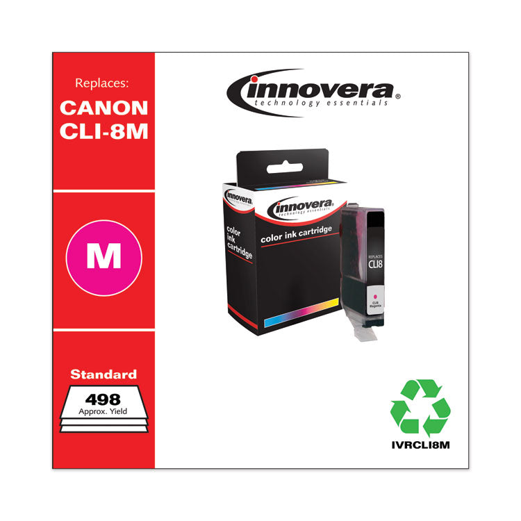 Remanufactured Magenta Ink, Replacement for CLI8M (0622B002), 498 Page-Yield