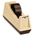 Heavy-Duty Weighted Desktop Tape Dispenser, 3" Core, Plastic, Putty/brown