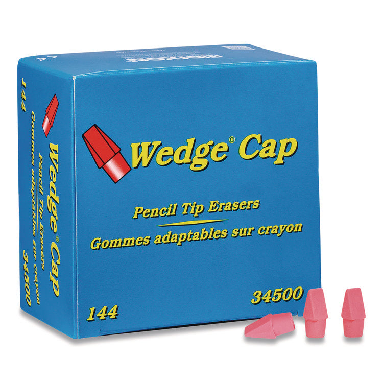 Wedge Cap Erasers, For Pencil Marks, Pink, 144/box