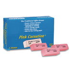 Pink Carnation Erasers, For Pencil Marks, Rectangular Block, Medium, Pink, Dozen