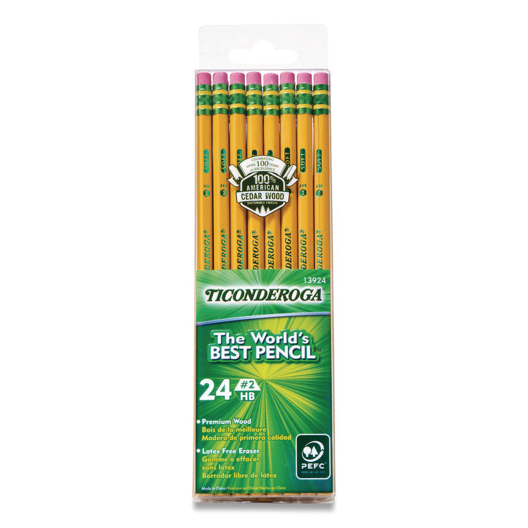 PENCILS, HB (#2), BLACK LEAD, YELLOW BARREL, 24/PACK