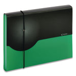 Seven-Pocket Poly Expanding File, 1" Expansion, 7 Sections, Elastic Cord Closure, 1/6-Cut Tabs, Letter Size, Green