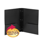 Poly Two-Pocket Folder With Fasteners, 180-Sheet Capacity, 11 X 8.5, Black, 25/box