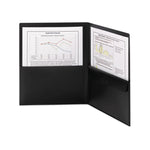 Poly Two-Pocket Folder With Snap Closure Security Pocket, 100-Sheet Capacity, 11 X 8.5, Black, 5/pack