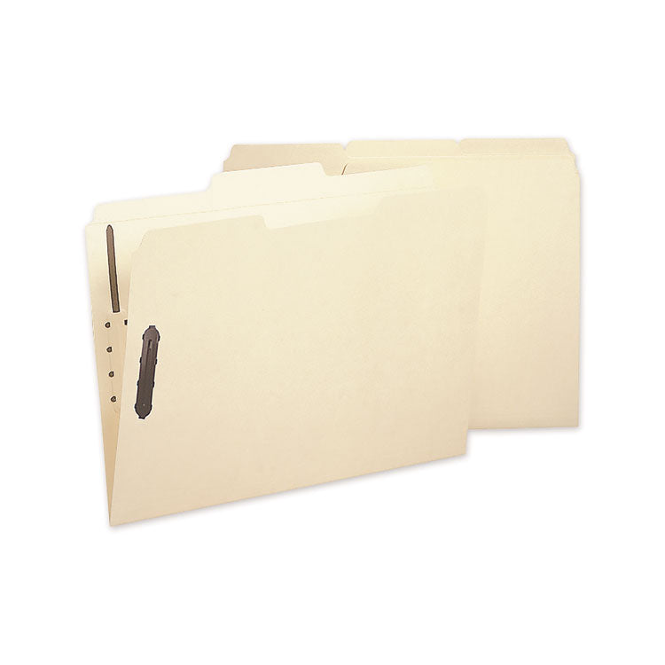 Poly Top Tab Fastener Folders, 0.75" Expansion, 2 Fasteners, Letter Size, Manila Exterior, 24/Box