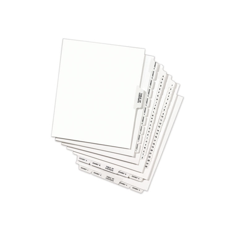 Avery-Style Preprinted Legal Side Tab Divider, 26-Tab, Exhibit F, 11 x 8.5, White, 25/Pack, (1376)