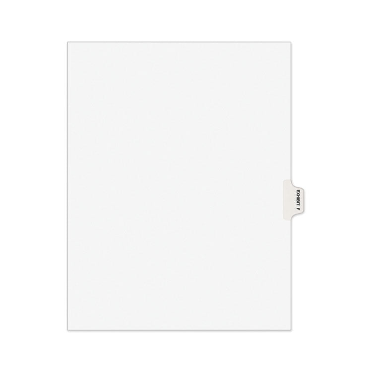 Avery-Style Preprinted Legal Side Tab Divider, 26-Tab, Exhibit F, 11 x 8.5, White, 25/Pack, (1376)