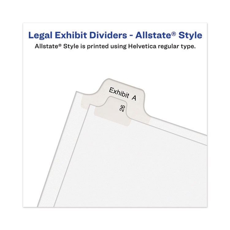 Avery-Style Preprinted Legal Side Tab Divider, 26-Tab, Exhibit F, 11 x 8.5, White, 25/Pack, (1376)