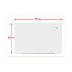 Frameless Magnetic Glass Marker Board, 72" x 48", White Surface