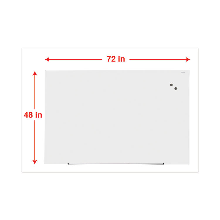 Frameless Magnetic Glass Marker Board, 72" x 48", White Surface
