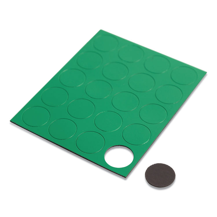 Heavy-Duty Board Magnets, Circles, 0.75" Diameter, Green, 20/Pack