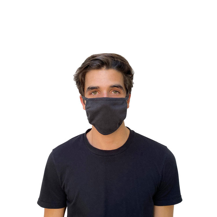 Cotton Face Mask with Antimicrobial Finish, Black, 10/Pack