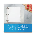 Custom Label Tab Dividers With Self-Adhesive Tab Labels, 5-Tab, 11 X 8.5, White, 25 Sets