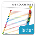 OneStep Printable Table of Contents and Dividers, 26-Tab, A to Z, 11 x 8.5, White, Assorted Tabs, 1 Set