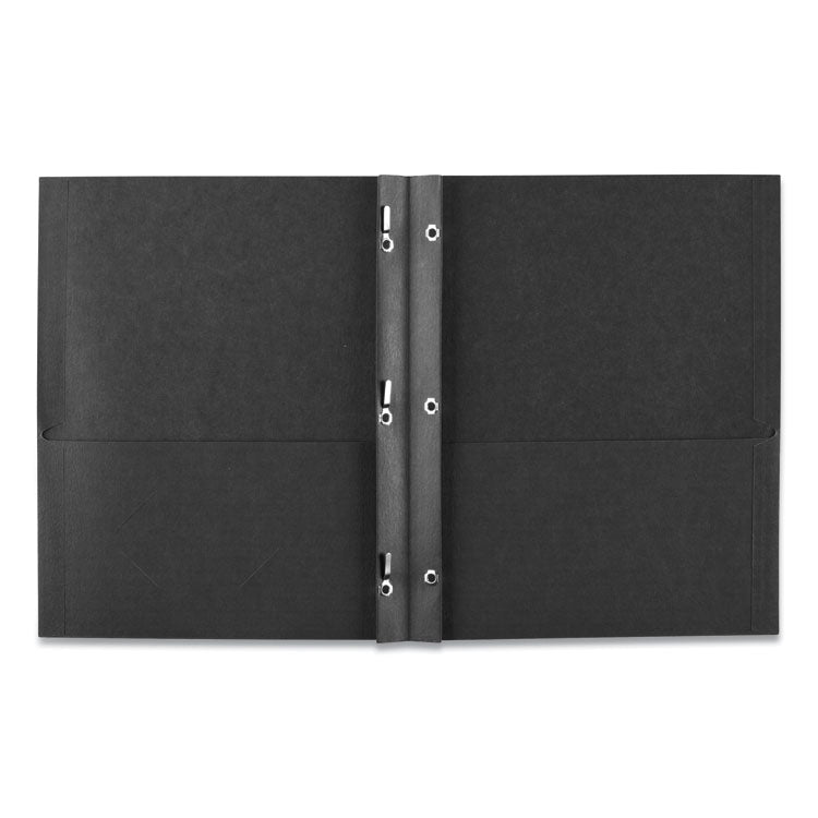 Two-Pocket Folder, Prong Fastener, 0.5" Capacity, 11 X 8.5, Black, 25/box