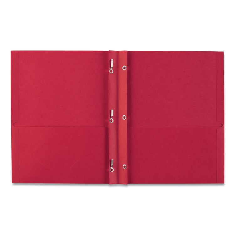 Two-Pocket Folder, Prong Fastener, 0.5" Capacity, 11 X 8.5, Red, 25/box