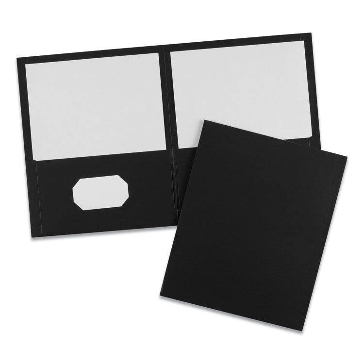 Two-Pocket Folder, 40-Sheet Capacity, 11 X 8.5, Black, 25/box