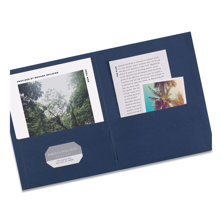 Two-Pocket Folder, 40-Sheet Capacity, 11 X 8.5, Dark Blue, 25/box