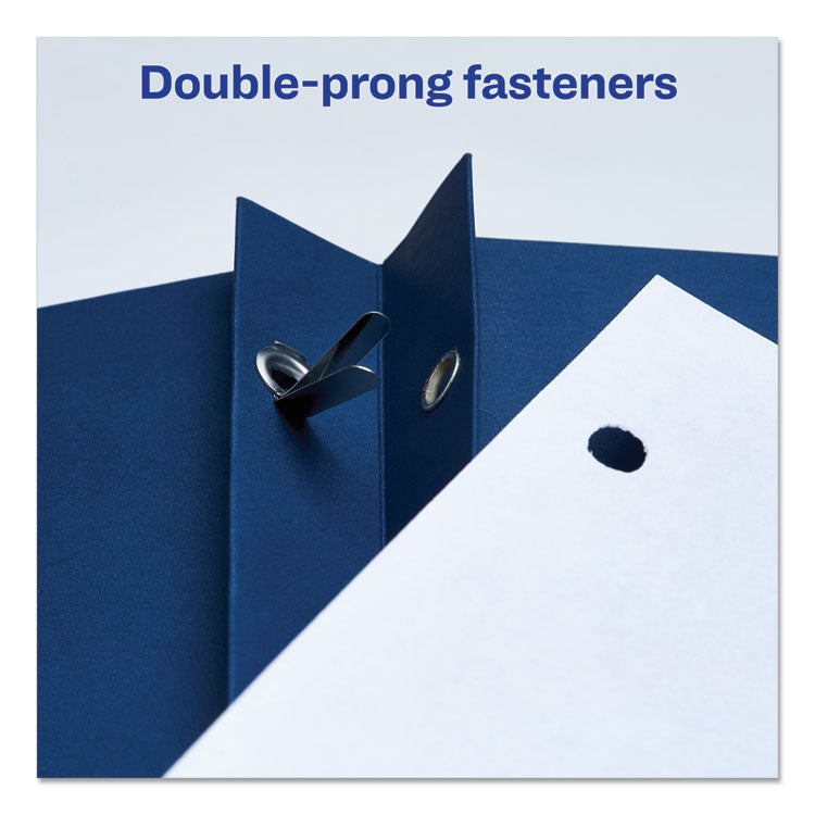 Two-Pocket Folder, Prong Fastener, 0.5" Capacity, 11 X 8.5, Dark Blue, 25/box