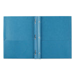 Two-Pocket Folder, Prong Fastener, 0.5" Capacity, 11 X 8.5, Light Blue, 25/box