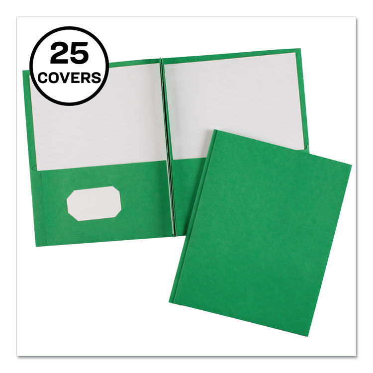 Two-Pocket Folder, Prong Fastener, 0.5" Capacity, 11 X 8.5, Green, 25/box