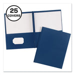 Two-Pocket Folder, Prong Fastener, 0.5" Capacity, 11 X 8.5, Dark Blue, 25/box