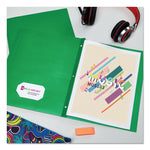 Two-Pocket Folder, Prong Fastener, 0.5" Capacity, 11 X 8.5, Green, 25/box
