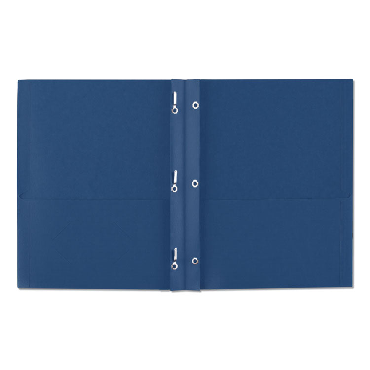 Two-Pocket Folder, Prong Fastener, 0.5" Capacity, 11 X 8.5, Dark Blue, 25/box