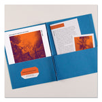 Two-Pocket Folder, Prong Fastener, 0.5" Capacity, 11 X 8.5, Light Blue, 25/box