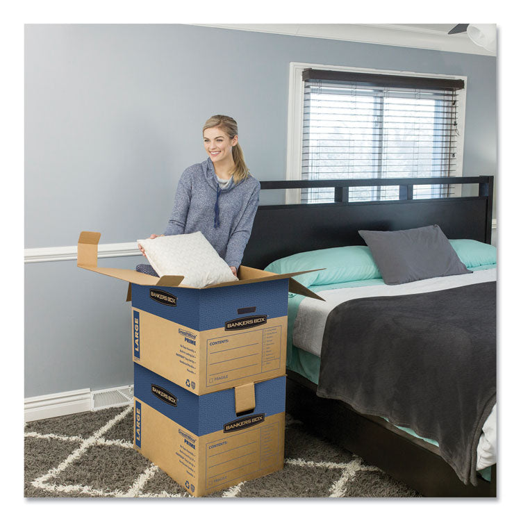 SmoothMove Prime Moving/Storage Boxes, Hinged Lid, Regular Slotted Container (RSC), 18" x 24" x 18", Brown/Blue, 6/Carton