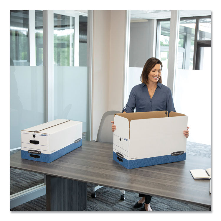 Stor/file Medium-Duty Strength Storage Boxes, Letter Files, 12.25" X 24.13" X 10.75", White/blue, 12/carton